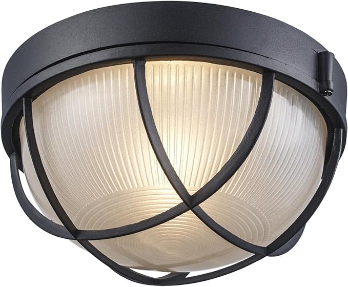 Trans Globe Lighting 41515 BK Aria Collection 11 Inch One Light Outdoor Ceiling Lantern Style Flush Mount I White Finish I Traditional Style Light Fixture I