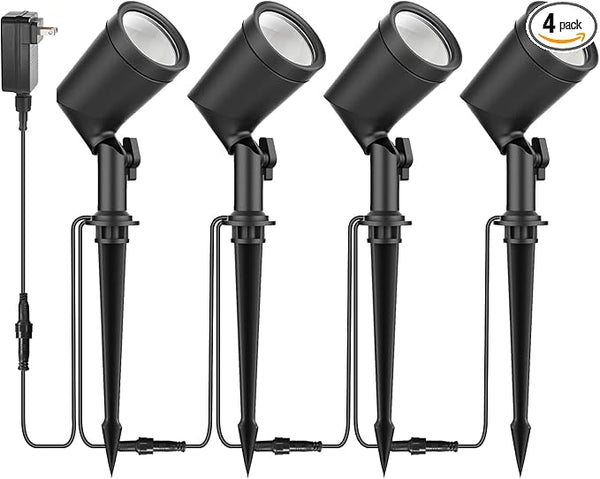 SUNTHIN Outdoor Landscape Lights 4 Pack, 600LM per Light, Retro Aluminum Light Socket | Lumora