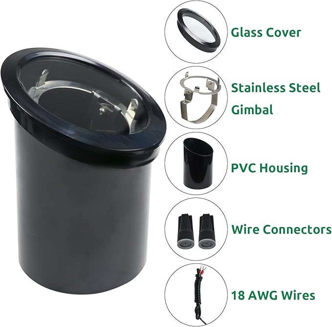 Lumina Lighting 12V Low Voltage Landscape Lighting PVC Adjustable Black Well Light for - Outdoor Path Light | Lumora