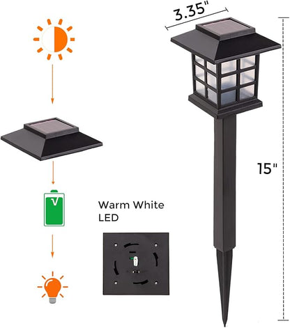 LAUREL CANYON Solar Pathway Lights, 8 Pack Outdoor Solar Landscape Decorative Lights, Automatic Walkway Lights with LED Light Bulbs for Garden, Path, Yard, Lawn, Square, Black