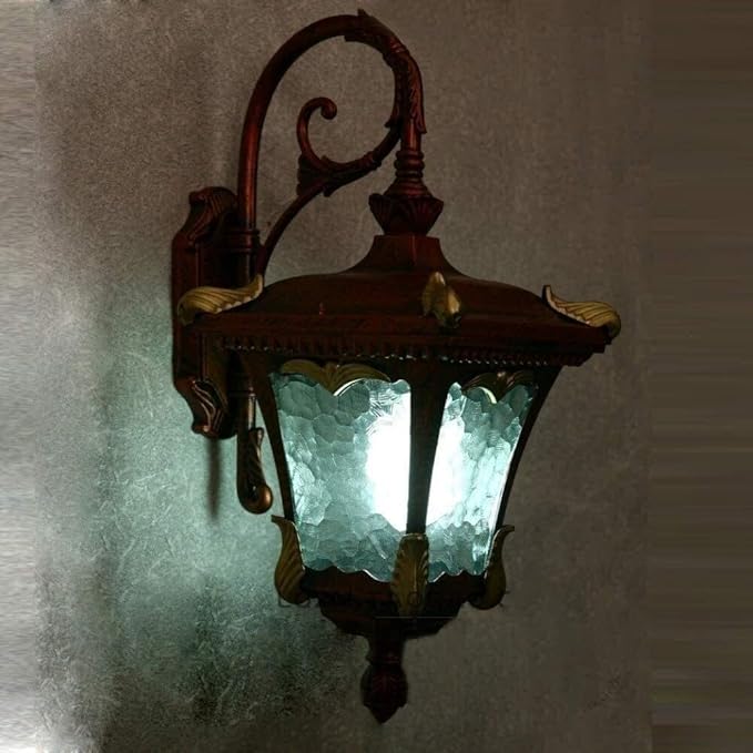 Wall Mounted Light Wall Lamp Retro Outdoor Plug-in with Lampshade Lantern Waterproof Metal Glass Wall Light Fixture E27 Decor Courtyard Garden Patio Vintage Mounted Lighting Cafe Garden (Brown)