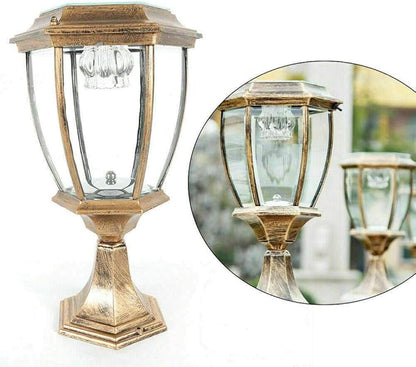 TBVECHI Solar Powered Outdoor Pillar Light Solar Landscape Pathway LED Lights Solar Post Light Waterproof Lantern Lamp for Fence Deck (Bronze x 2)