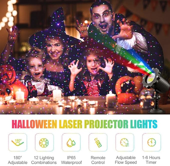 Laser Projector Firefly Lights Outdoor,12 Effect Moving RGB Lights Show Waterproof Laser Projection with RF Remote and Timer for Wedding Christmas Holiday Party Patio Garden Decor