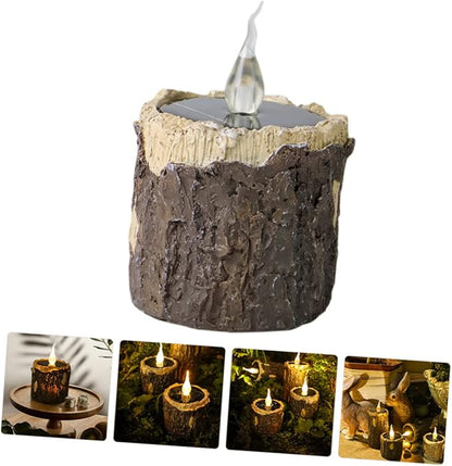 Mipcase Solar Stump Light Outdoor Landscape Light for Garden Patio and Pathway Durable Solar-Powered Decorative Lighting with Realistic Wood Grain Design