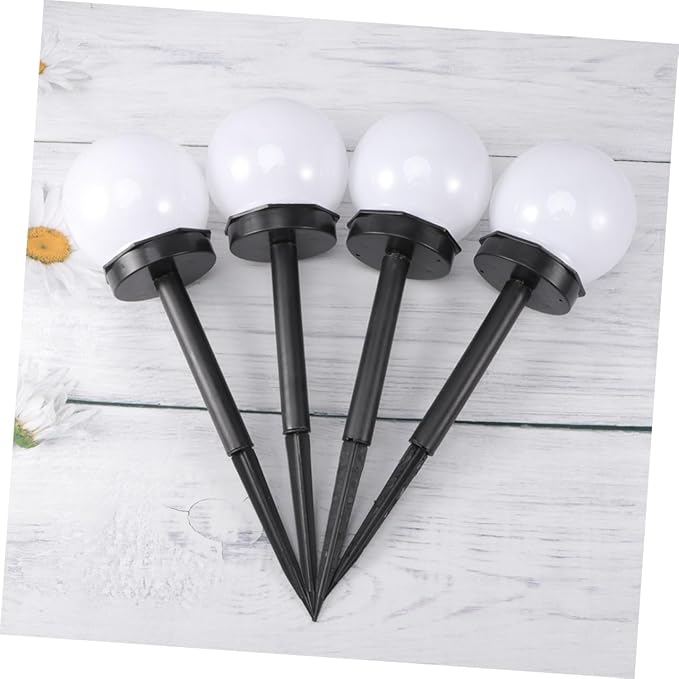 4pcs Solar Lawn Path Lights Waterproof Solar Garden Lamps Warm Light Outdoor Landscape Ground Plug Lighting for Patio and Courtyard
