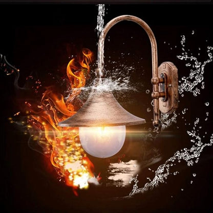 Vintage Gooseneck Outdoor Wall Sconce, Aluminum Exterior Wall Lantern with Glass Shade, Hardwired Porch Light Fixture for Patio, Garage, Farmhouse(Bronze)