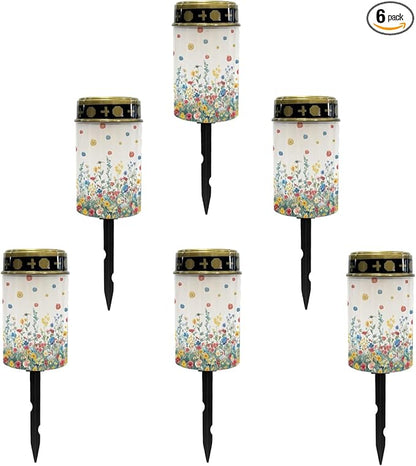Floral Waterproof Solar Pathway Lights Outdoor Landscape Lighting Flameless Warm White Lantern Solar-Powered Fairy Lights for Outside LED Solar Stake Lights for Yard Patio Driveway