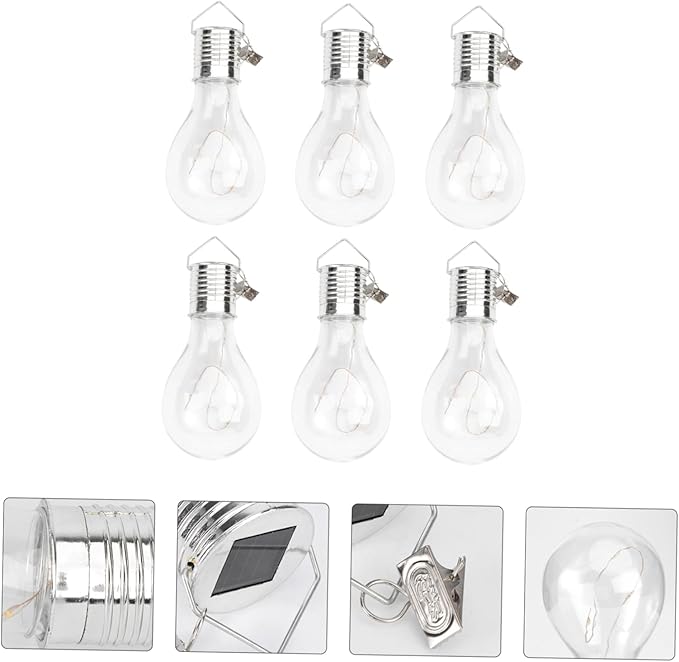 DOITOOL 6pcs Solar Powered Copper Wire Led Hanging Bulb Warm White Light for Garden Patio and - Outdoor Wall Light | Lumora