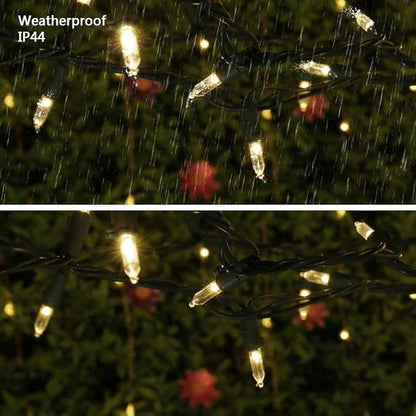 Brizled Mini Christmas Lights, 33ft 100 LED Christmas String Lights Connectable, UL Certified Energy Saving Xmas Tree Light for Indoor Outdoor Bedroom Wedding Party Xmas Tree Decoration, Warm White