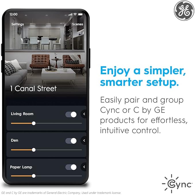 GE Cync Dynamic Effects Smart Cafe Lights, Color Changing Patio String Lights, Compatible with Alexa and Google, 48ft
