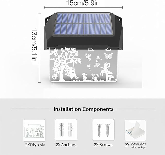 2 Pack Solar Fence Lights - Fairy Butterfly Pattern, Warm White + 10 RGB Colors, IP65 - Outdoor Path Light | Lumora