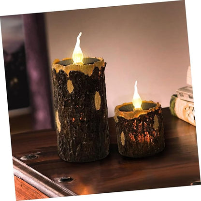 Mipcase Wood Grain Lamp Solar Pathway Light Outdoor Landscape Decor Easy to Install Weatherproof Garden Decor