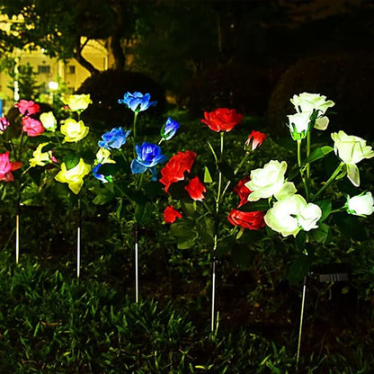Aolyty Solar Garden Lights Outdoor, Solar Powered Stake Flower Light, IP65 Waterproof Solar Decorative Rose Flowers Lights for Patio Pathway Yard Lawn Decor (White, 6 Rose)