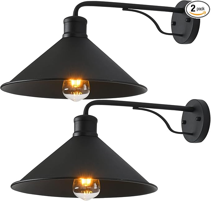 12in Matte Black Outdoor Wall Lights, Modern Farmhouse Porch Wall Light Fixtures Wall Mount, Exterior E26 Barn | Lumora