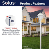 Solus 7-Foot Direct Burial Lamp Post – Outdoor Aluminum Light Pole – Fits Standard 3" Post Top Fixtures – Black | Lumora