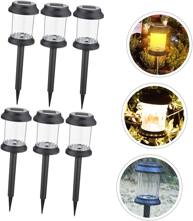 LIFKOME 6pcs Solar Energy Ground Plug Landscape Lights Solar Lawn Lamp for Outdoor Garden Pathway Decoration