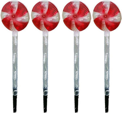 Solar Garden Lights Candy Cane Lights, 4 Cute Christmas Lollipop Pathway Lights with Stakes, Waterproof Outdoor Solar Pathway Lights for Christmas Decoration, Yard, Yard, Lawn (Color : Red)