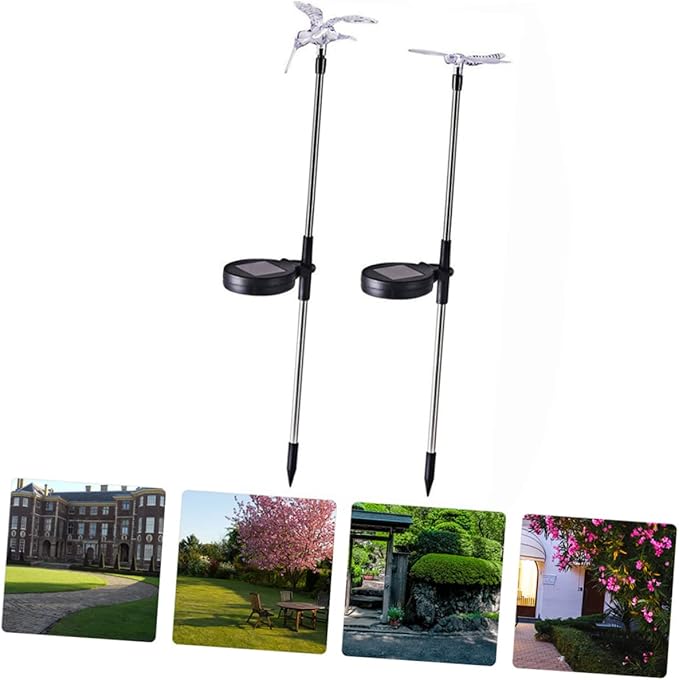 2pcs Solar Stick Lamps Outdoor LED Garden Decor Solar Lawn Lights with Butterfly Easy Installation Weatherproof Landscape Lighting for Patio Pathway