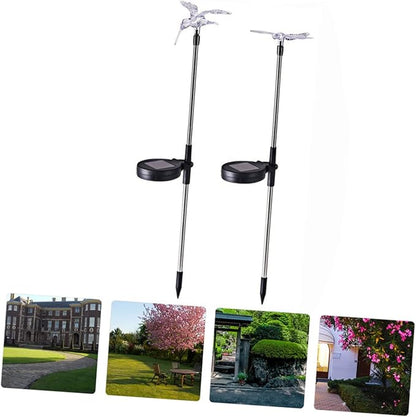 2pcs Solar Stick Lamps Outdoor LED Garden Decor Solar Lawn Lights with Butterfly Easy Installation Weatherproof Landscape Lighting for Patio Pathway