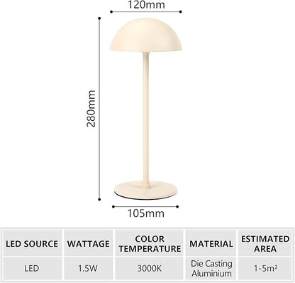 Portable Outdoor Table Lamp,Rechargeable Cordless LED Desk Light with 2200mAh Battery Operated,Shower Table Lamps,Waterproof Indoor/Outdoor Wireless,Dining Cafe Bathroom Restaurant Home