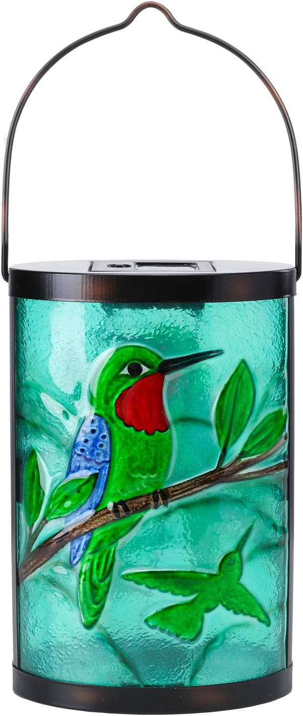 Hanging Solar Lantern Outdoor Waterproof Hummingbird Solar Lights Glass Tabletop Decorative Lamp for Outdoor Patio | Lumora
