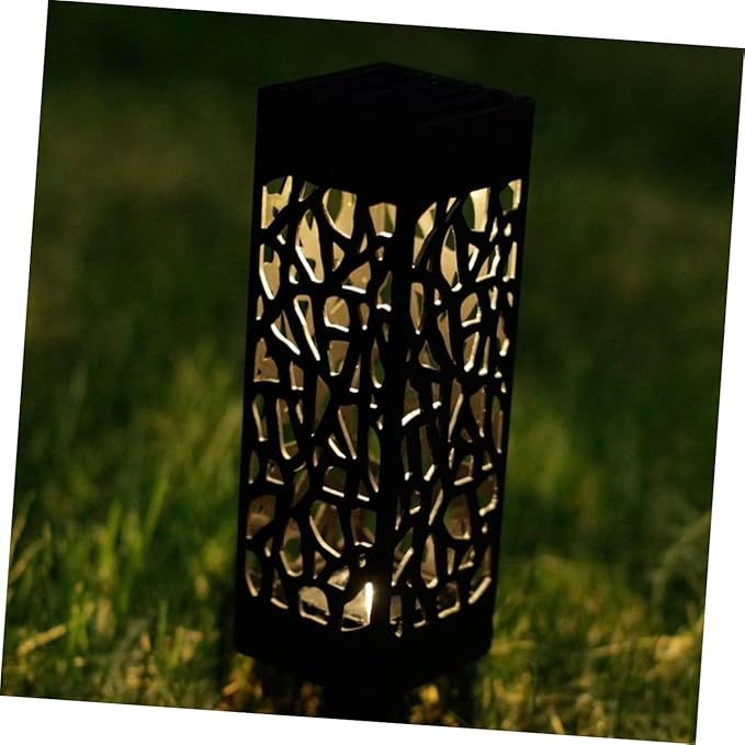 6Pcs Hollow Out Solar Lawn Lights Outdoor Garden Solar Light with Ground Plug for Landscape Lighting Warm White | Lumora