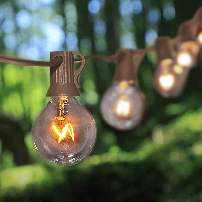 Abeja 25Ft Outdoor Patio String Lights with 27 Clear G40 Bulbs, UL Listed for Porch Bars Deck Wedding Party Markets | Lumora