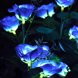 Outdoor Realistic Solar Powered Rose Flower Lights Stake,2 Pack 10 Rose Solar Garden Decorative Waterproof Lights | Lumora