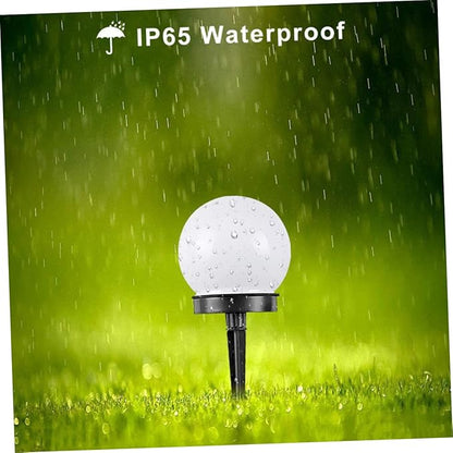 POPETPOP 4Pcs Solar Garden LED Lights White Ball Shape Plug in Outdoor Lawn Lamp Solar Pathway Lighting for Walkway Patio Landscape Warm Light Garden Decor