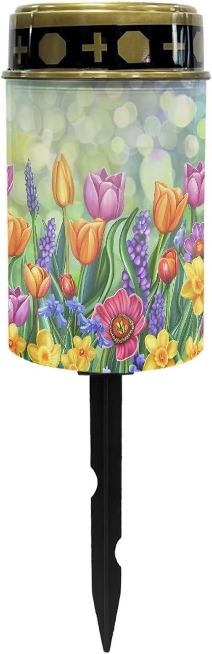 Tulips Rose Solar Garden Light Waterproof Solar Light Outdoor LED Solar Light Landscape Path Light for Yard Walkway Driveway Long Lasting Solar Light