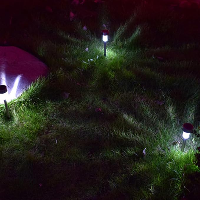 Zerodeko 8pcs Waterproof Solar Ground Plug Lights Stainless Steel LED Landscape Pathway Lamps for Outdoor Garden | Lumora