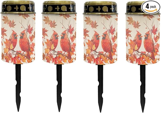 Thanksgiving Birds Solar Lights Outdoor Waterproof Solar Pathway Lights 4 Pieces LED Solar Lantern Landscape Lighting for Yard Patio Solar Stake Lights Wall Light Auto On/Off