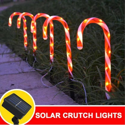 Solar Power Christmas Candy Cane Pathway Lights LED Outdoor Garden Decoration