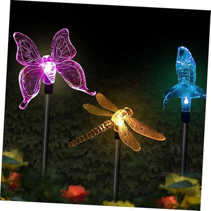 2pcs Solar Stick Lamps Outdoor LED Garden Decor Solar Lawn Lights with Butterfly Easy Installation Weatherproof Landscape Lighting for Patio Pathway