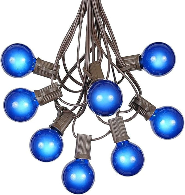 100 Foot G40 Outdoor Patio String Lights with 125 Blue Globe Bulbs – Indoor Outdoor String Lights – Market Bistro | Lumora