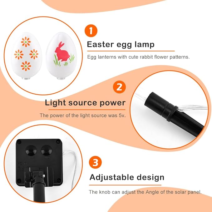 8 Packs Multicolored Solar Easter Egg Stake Lights for Easter Decorations, Outdoor Waterproof Solar Easterday Yard Stake Lighted Egg Lights for Garden Patio Yard Pathway Lawn Decor