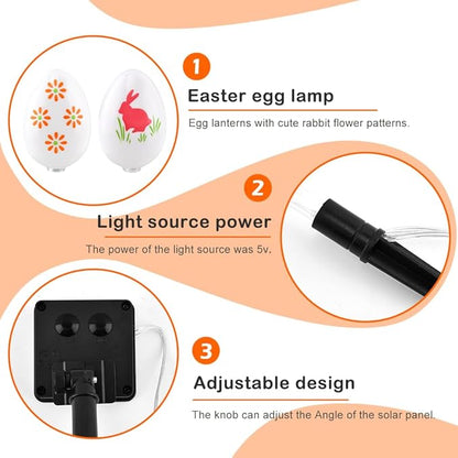 8 Packs Multicolored Solar Easter Egg Stake Lights for Easter Decorations, Outdoor Waterproof Solar Easterday Yard Stake Lighted Egg Lights for Garden Patio Yard Pathway Lawn Decor