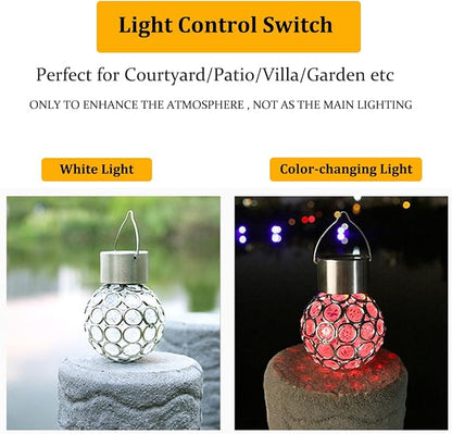 2 Pack Hanging Solar Light Outdoor, Decorative Solar Powered Waterproof Ball Shaped Night Light, Hanging Globe Solar Lights for Gardens, Yards, Patios, Lawns (Color-Changing Light)