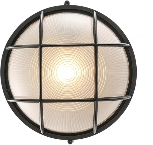 Trans Globe Lighting 41515 BK Aria Collection 11 Inch One Light Outdoor Ceiling Lantern Style Flush Mount I White Finish I Traditional Style Light Fixture I