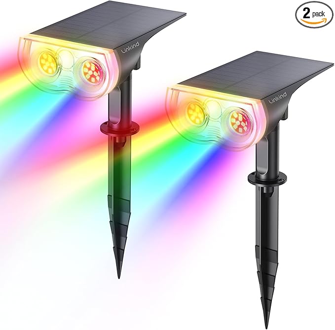 Linkind Solar Lights Outdoor Waterproof IP65, StarRay RGB Solar Spot Lights Outdoor, Color Changing Outdoor Solar | Lumora
