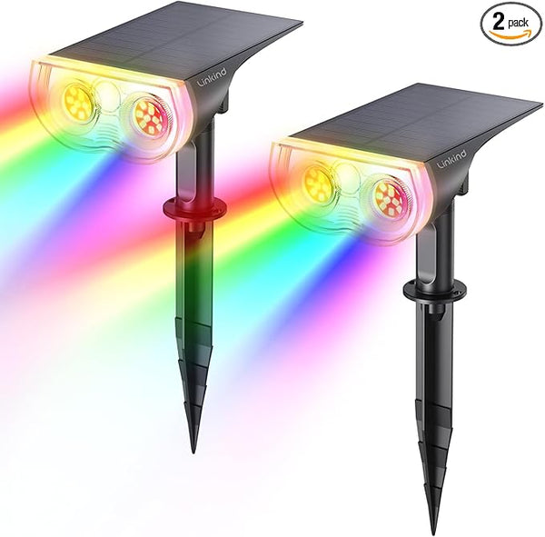 Linkind Solar Lights Outdoor Waterproof IP65, StarRay RGB Solar Spot Lights Outdoor, Color Changing Outdoor Solar | Lumora