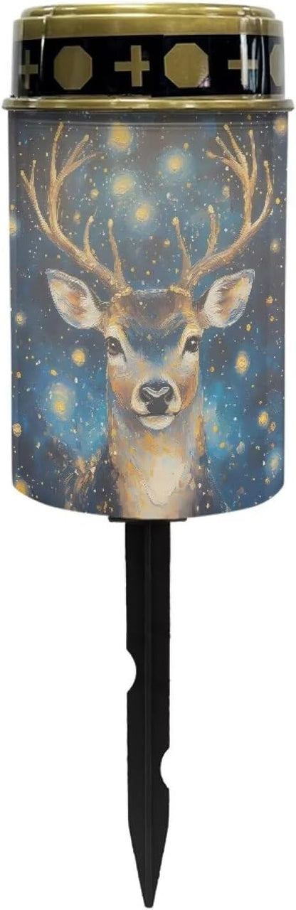Deer Starry Night Cemetery Solar Lights for Grave,Solar Powered Garden Stake Lights, Decorative Lights for Cemetery Grave Yard Patio Outdoor Decoration Memorial