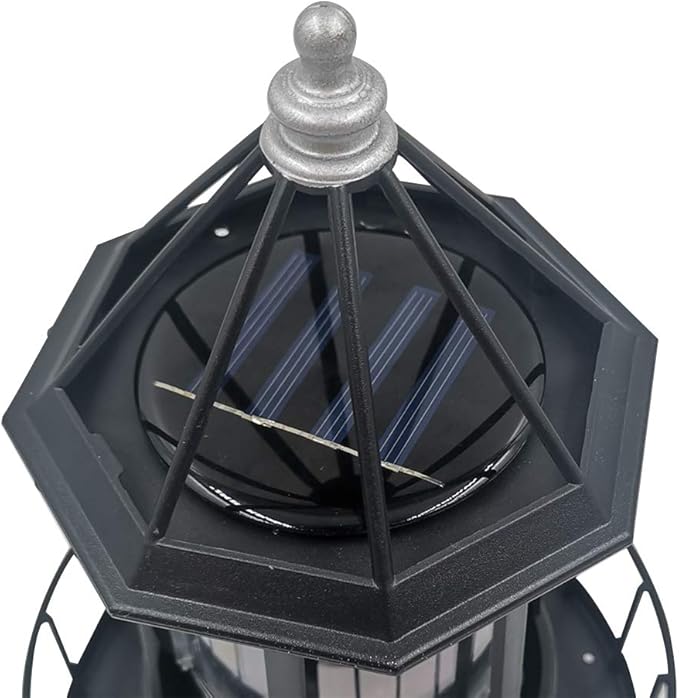 PXRJE Solar Lighthouse，LED Solar Powered Lighthouse, 360 Degree Rotating Lamp,Solar Powered Waterproof Lawn Lights,IP65 Waterproof LED Solar Lighthouse Garden Yard Outdoor Decor(Black)