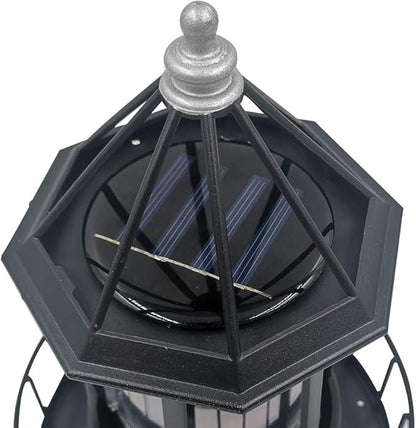 PXRJE Solar Lighthouse，LED Solar Powered Lighthouse, 360 Degree Rotating Lamp,Solar Powered Waterproof Lawn Lights,IP65 Waterproof LED Solar Lighthouse Garden Yard Outdoor Decor(Black)
