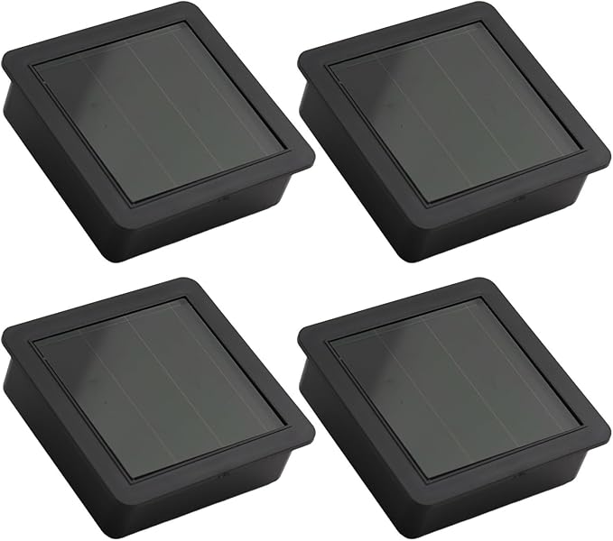 DIY Solar Light Top Panel, LED Rechargeable Square Panel Lampshade Path Lights With Switch, Solar Lanterns Replacement(4Pcs)