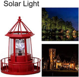 LED Solar Powered Lighthouse, 360 Degree Rotating Lamp Courtyard Decoration Waterproof Garden Smoke Towers Statue | Lumora