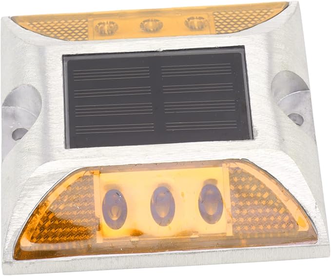 Solar Driveway Lights, Cast Aluminum IP68 Light with 72H Runtime for Pathway and Highway Marking (Yellow)