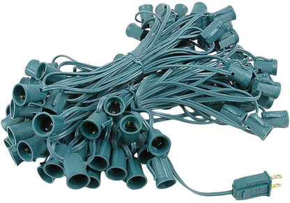 100 Foot G50 Outdoor Patio String Lights with 125 Green Globe Bulbs – Indoor Outdoor String Lights – Market Bistro Café Hanging String Lights – C9/E17 Base - Green Wire