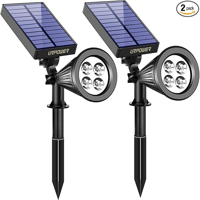 URPOWER Solar Spot Lights - 2-in-1 Waterproof Landscape Spotlights, Dusk-to-Dawn Solar Powered Outdoor Lights for | Lumora