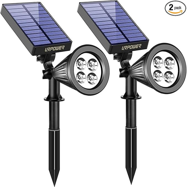 URPOWER Solar Spot Lights - 2-in-1 Waterproof Landscape Spotlights, Dusk-to-Dawn Solar Powered Outdoor Lights for | Lumora